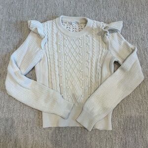 Veronica Beard Cream Cable Knit Crew Neck Sweater